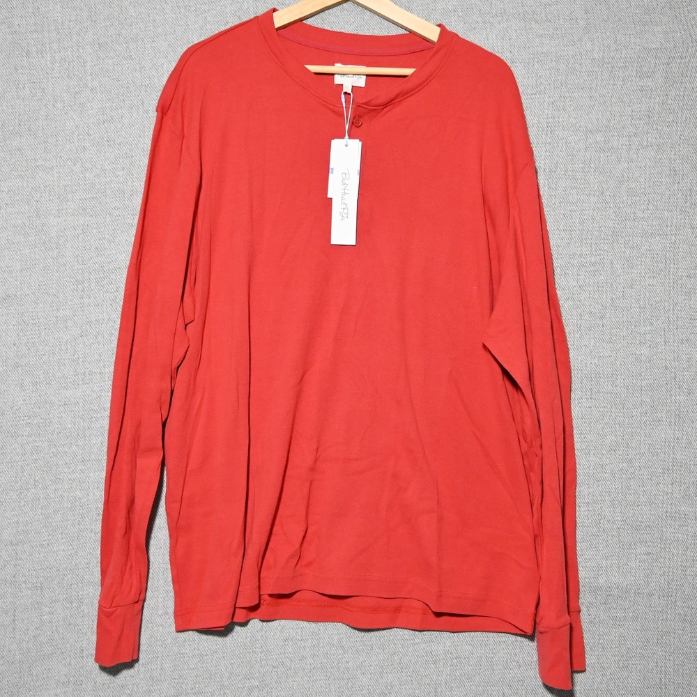 BedHead PJs Henley Sleep Top Mens Long Sleeve XL Red